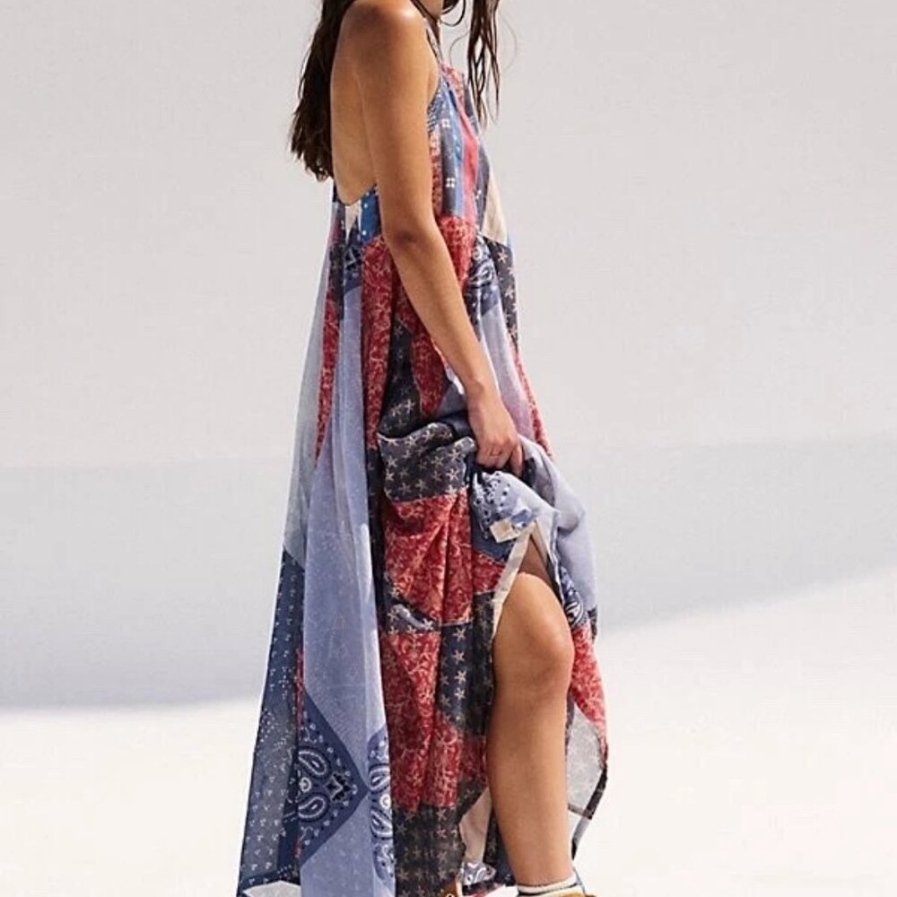 Free People We The Free Heritage Maxi Dress Patchwork Size Large (L) NWOT